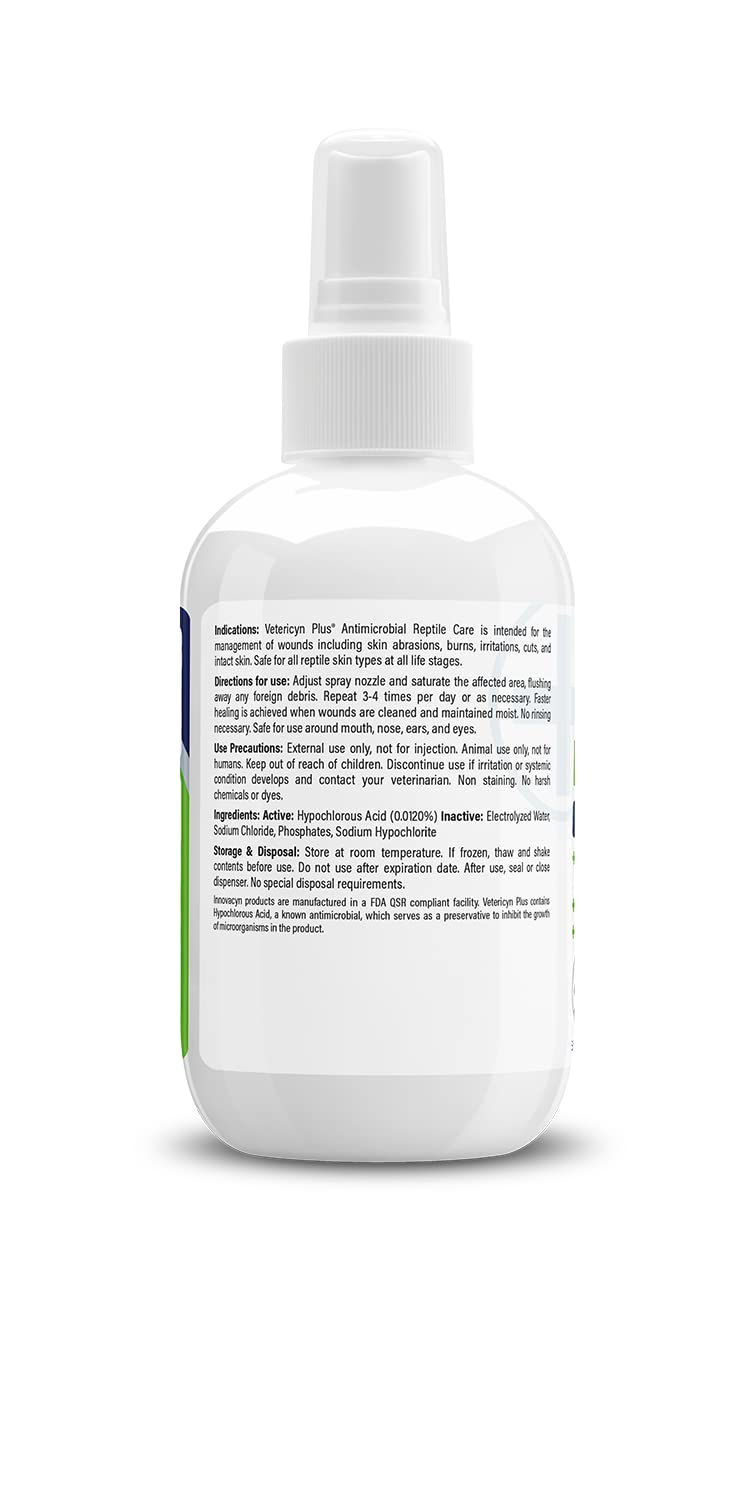 Vetericyn Plus Reptile Wound Care Spray | Reptile Skin Repair, Help Care for Reptile Wounds, Including Scale Rot, Lamp Burns, and Shedding. 3 Ounces