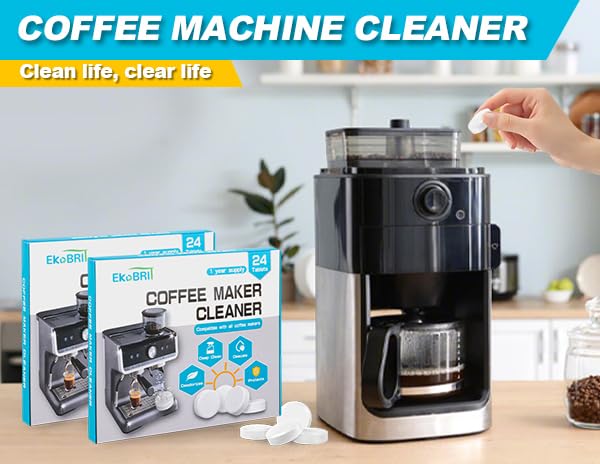 Coffee Machine Cleaner & Descaler Tablets – 24 Count Coffee Maker Cleaning Tablets for Espresso & Drip Machines, Compatible with Keurig, Nespresso, Breville & More