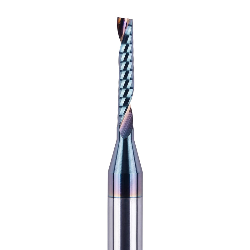 SpeTool Carbide O Flute Spiral Router Bit 1/8 Inch Cutting Diameter 1/4 Inch Shank with Coating Acrylic Non-Ferrous Metal CNC Milling Cutter 1PCS 1/8" Dia-3/4" CL-1/4" Shank