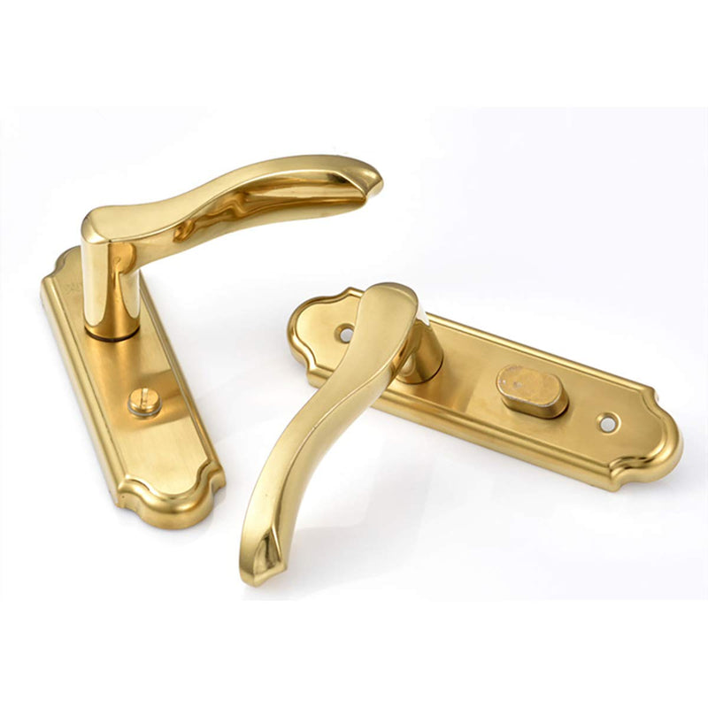 Stainless Steel Door Levers, Interior Door Levers Wooden Door Steel Door Iron Door Levers, Hole Center 125mm Scroll Door Handle Knob Locks, Bolt Length 40mm, Gold, 1 Pcs 40 mm