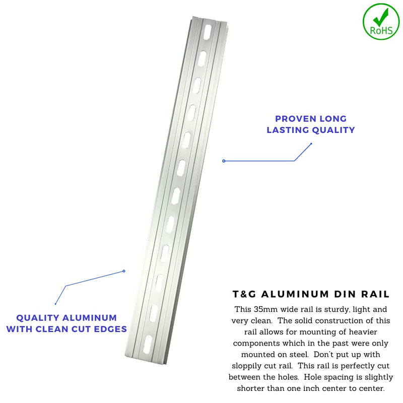 International Connector T&G 5 Pieces DIN Rail Slotted Aluminum RoHS 35mm Wide 7.5mm High (12") 12"