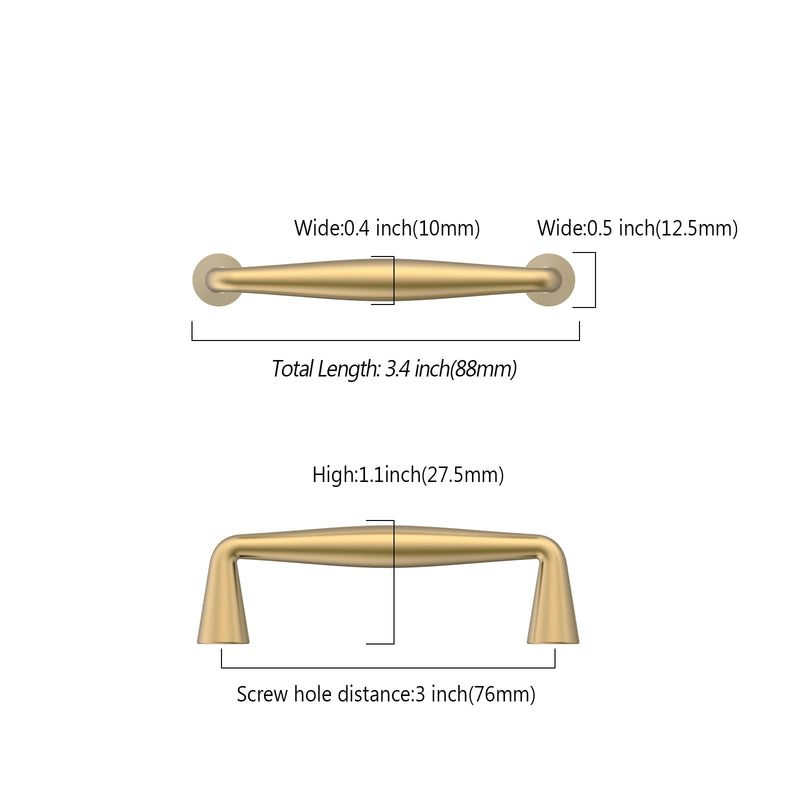 Asidrama 10 Pack 3 Inch(76mm) Champagne Bronze Cabinet pulls Kitchen Heavy-Duty Solid Zinc Alloy Cabinet Handles Champagne Gold Hardware for Cupboard Drawer 2010 3" Hole Center(76mm)