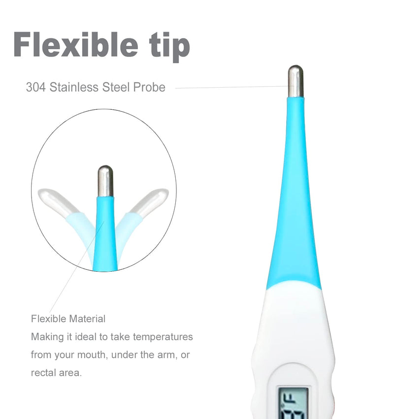 Oral Thermometer, Digital Thermometer for Oral, Rectal or Under Arm Use (A, Pack of 4)