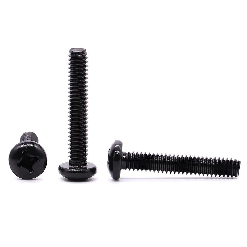#6-32 x 1-1/4" Pan Head Machine Screws Black, Phillips Drive, 304 Stainless Steel 18-8, Black Oxide Coated Finish, Corrosion Resistant Round Head Machine Screws, Full Thread, Coarse Thread, 100 PCS #6-32 x 1-1/4"