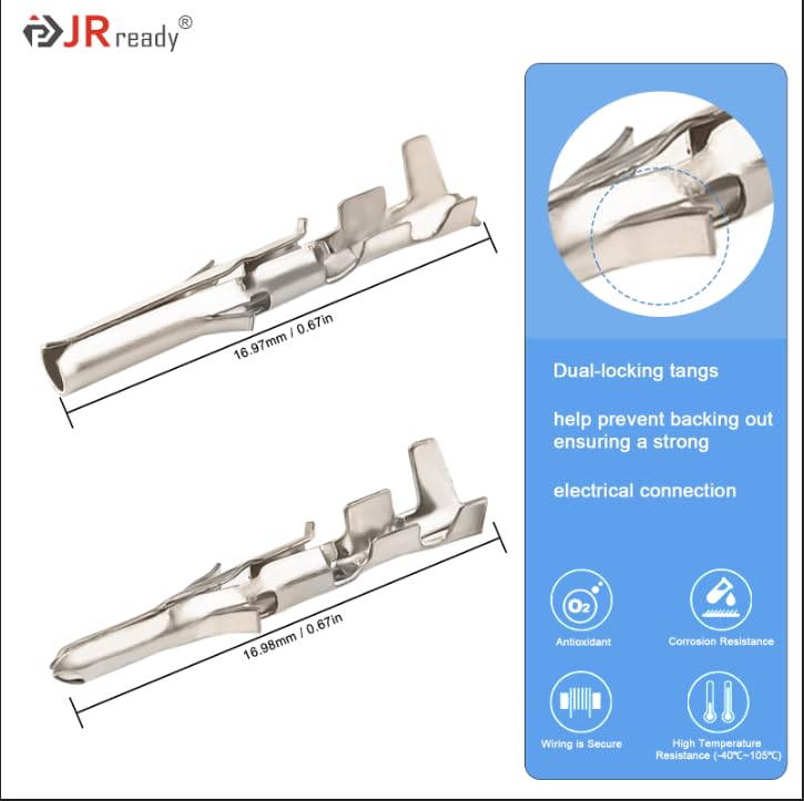 JRready 50 Pairs 1.57mm (Standard.062) Pin and Sockets 18-22 AWG, Compatible with Molex Standard.062 1560 1561 Series Male& Female Crimp Terminals, Adapt Standard.062 Connector Housing, ST6405 - NewNest Australia