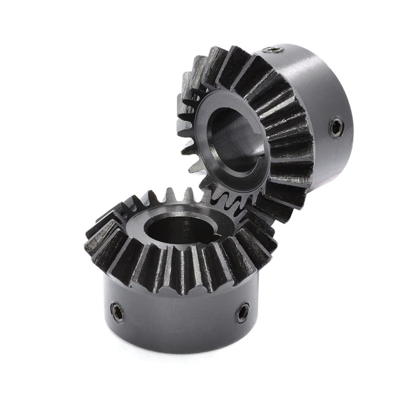 2 Pcs 2M 20 Teeth 8-18mm Shaft Hole Tapered Bevel Gear 1: 1#45 Steel 2 Module 90 Degree Steering Gear with M5 Fixing Hole(16mm) 16 mm