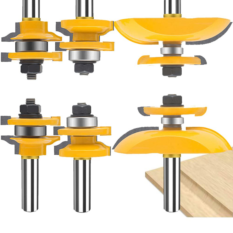 TATAIWAIN 1/2-Inch Shank 3 Bit Raised Panel Cabinet Door Router Bit Set Back-Cutter Panel Bits, Door Cabinet Drawer Cutter, Router Bits Sets Wood CNC Milling Tool for Woodworking(3)