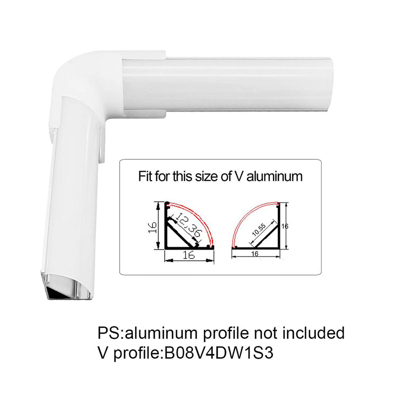 HAMRVL Led Aluminum Channel Corner Kit for Led Strip Lights L Shape 45x45 90 Degree Connectors Suit for V Shape Kitchen Cabinets LED Aluminum System 16x16mm with Screw Angle Turning Solution V style 90 degree
