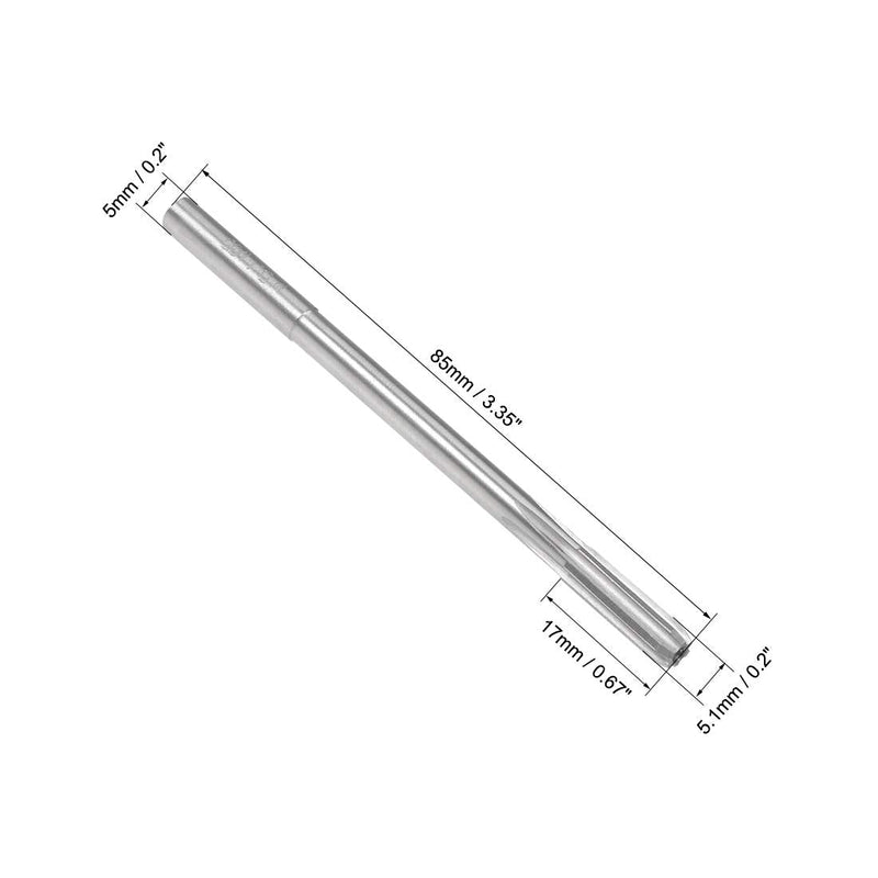 uxcell 5.1mm Chucking Reamer, HSS Cobalt M35 Lathe Machine Reamer D4 6 Straight Flutes, Round Shank Milling Cutting Tool, for Stainless Steel Alloy Copper Metal