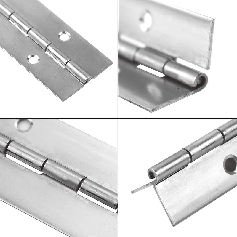 4PCS 8 Inch Piano Hinge Stainless Steel Continuous & Piano Hinge, 0.05" Thickness,1.2" Open Width, Ideal for Folding Cabinet Doors, Silvery Stainless Furniture Hinges Includes 32pcs Screws 8inch 3mm 4pcs