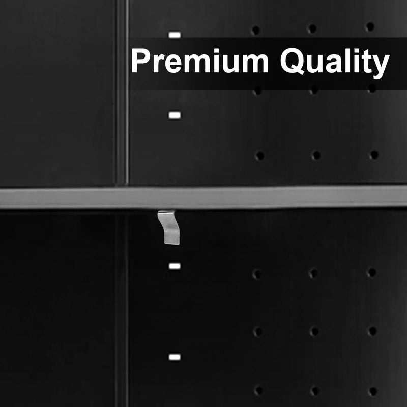 18pcs Cabinet Shelf Clips, Heavy Duty Shelving Brackets Clips Shelf Pegs Shelf Support Clip Holder Pilaster Shelf Clips Compatible with Sandusky Metal Cabinet, Silver