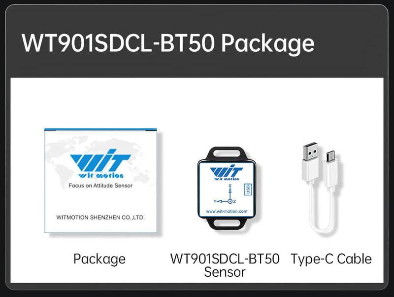 【9-Axis Offline Accelerometer Data Logger】WT901SDCL-BT50 Bluetooth 5.0 Remote Reading SD Card Accelerometer, 9-axis Gyroscope+Angle(XY 0.05°)+Magnetometer, MPU9250 200Hz Inclinometer with 16G SD Card
