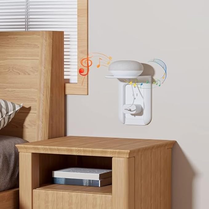 Wall Outlet Shelf Mount – Space-Saving Bathroom Organizer for Alexa, Toothbrushes and Power Tools. Supports upto10lbs, Renter-Friendly, Perfect for Bathroom Essentials & Home Décor.