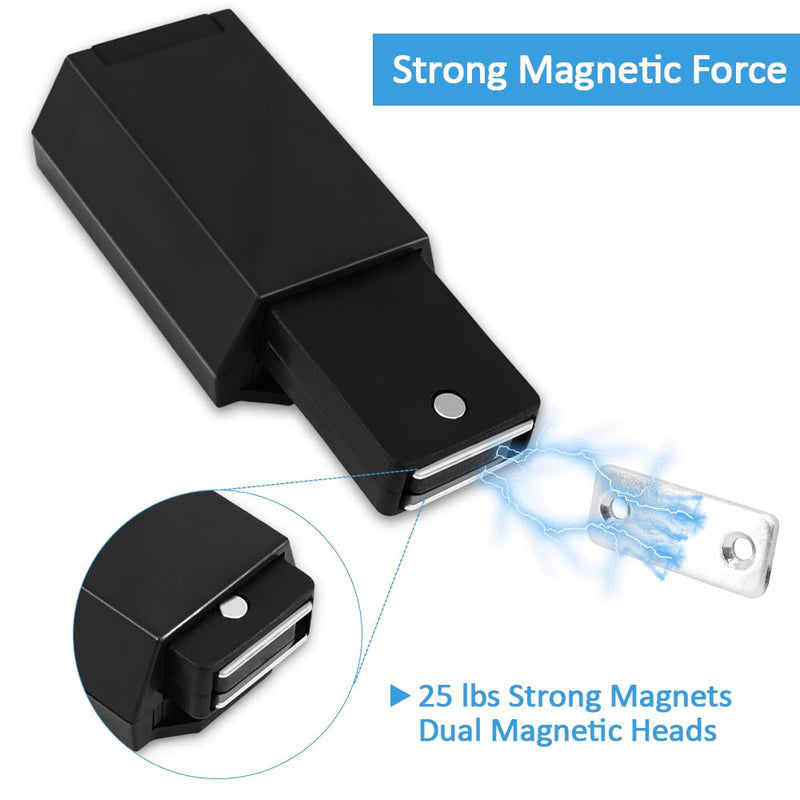 Heavy Duty Push to Open Door Latch, 2 Pack Black Magnetic Push Latches, Hidden Push Touch Latch Hardware for Push to Open Cabinet, Magnetic Door Catch for Cabinet Drawer Wardrobe Kitchen Door