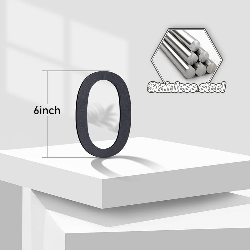 6 Inch Self-adhesive House Numbers,Stainless Steel House Number for Outside,Big Modern House Numbers, Garden Door Address Numbers for House, 911 Visibility Signage (1) 1
