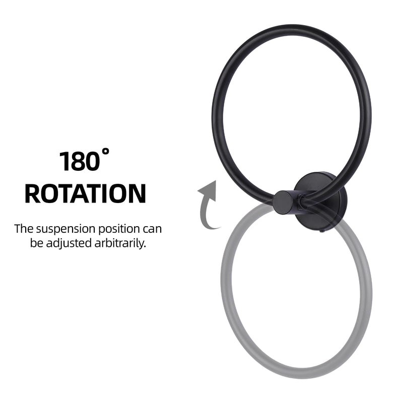 4 Pack Black Towel Ring, Stainless Steel Hand Towel Holder for Bathroom, Modern Round Towel Hanger Towel Rack Round Wall Mounted for Bath, Kitchen