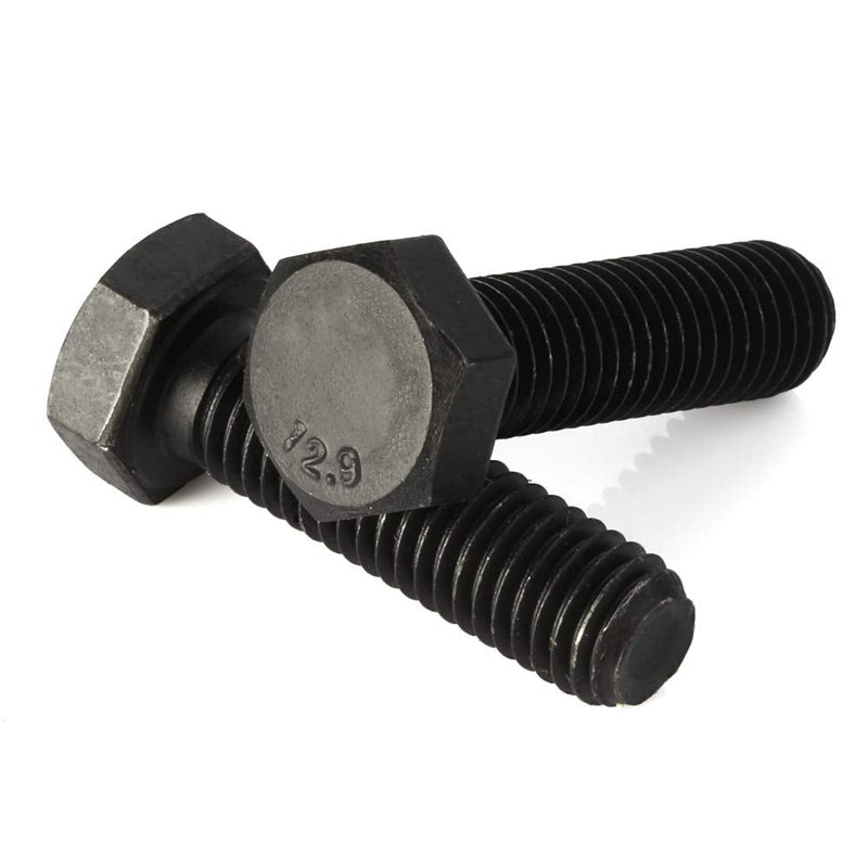 M8 x 35mm Hex Head Screw Bolts, Fully Threaded, Alloy Steel Grade 12.9, Black Oxide Finish, Quantity 15 M8-1.25 x 35mm