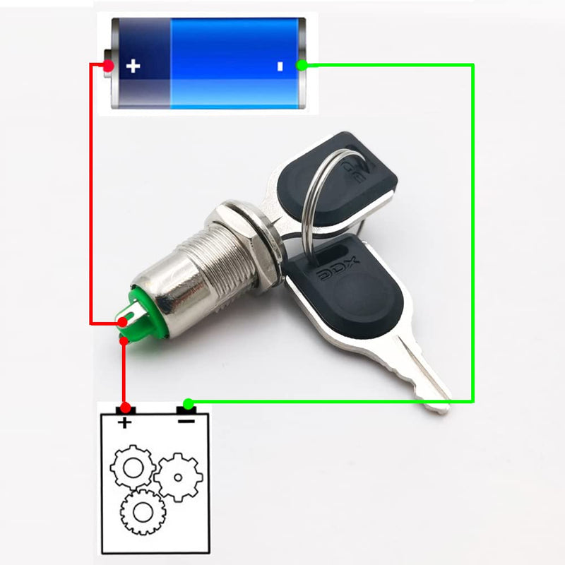 12mm On/Off Metal Key Lock Switch Prewired Key Switch Lock Maintained Latching Key Switch(Pack of 4) Prewire Key Lock Switch