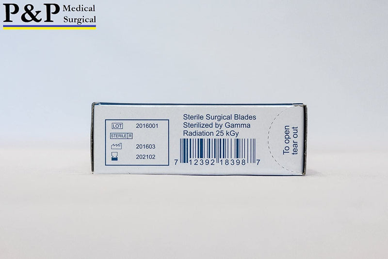 Disposable Surgical Scalpel Blades Sterile High Grade Carbon Steel 2.1% 10xx Individually Foil Wrapped by P&P MEDICAL SURGICAL Size 15 Box of 100