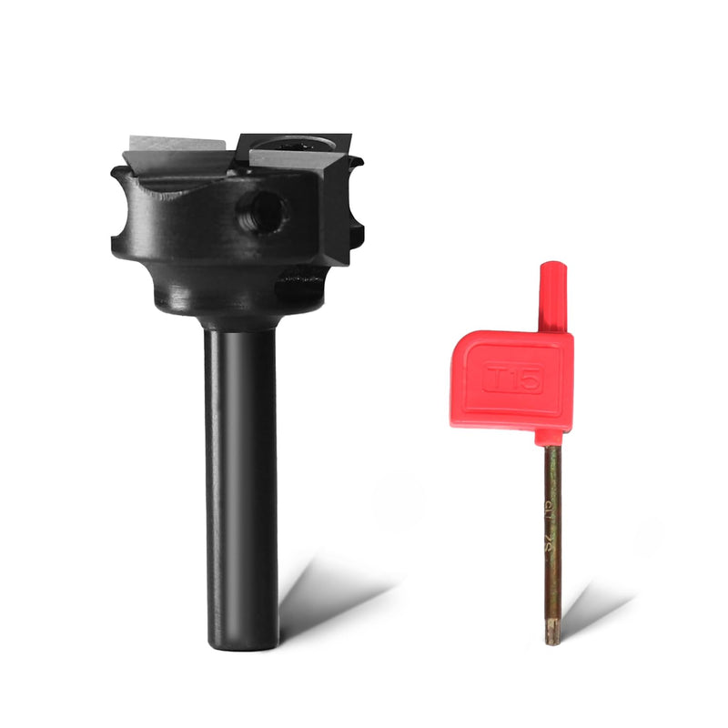 1/2'' Shank CNC Spoilboard Surfacing Router Bit with 1'' Cutting Dia, 2+2 Flutes Carbide Inserts Slab Flattening Bit Wood Planer Bit Planing Bit for Woodworking 1 Inches 1/2 Inches