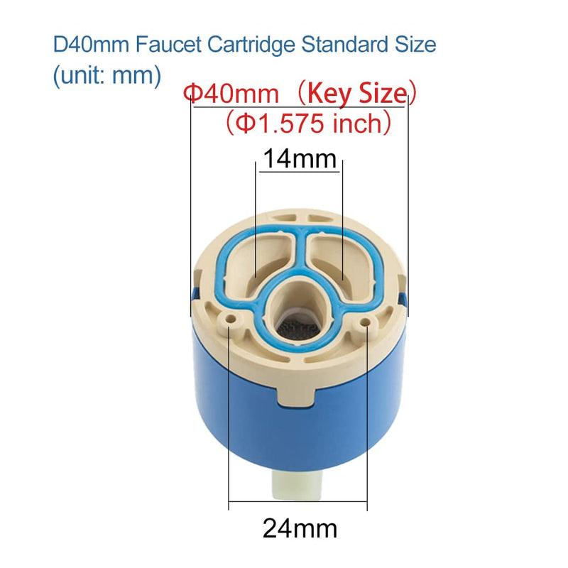 40 mm Replacement Ceramic Faucet Valve for Single Handle Kitchen Basin Faucet Part, Plastic Tap Cartridge