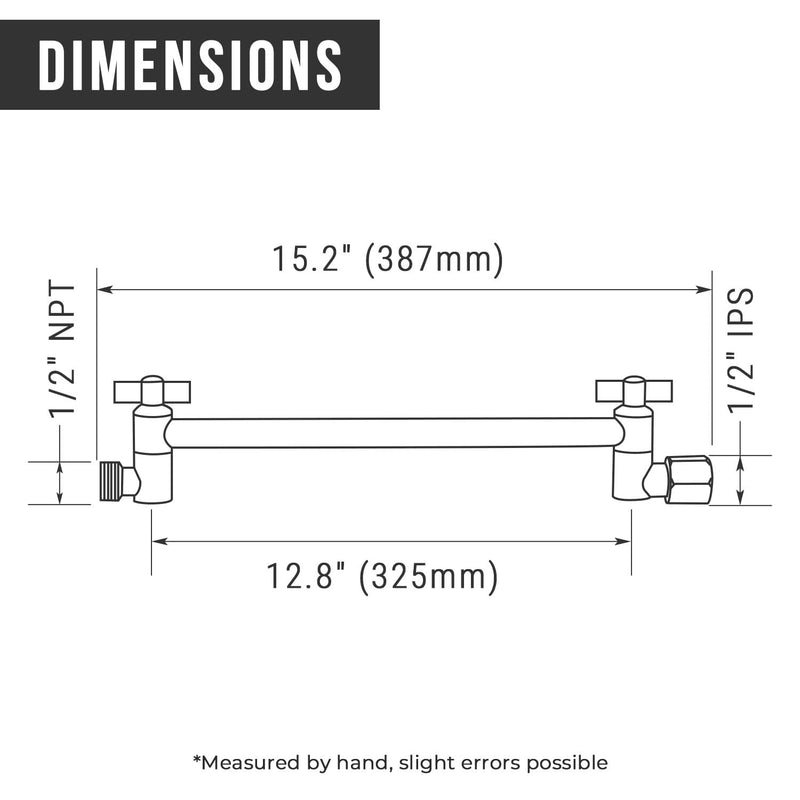 G-Promise 13.5 Inch All Metal Shower Head Extension Arm, Adjustable Extender with Locking Screw for Rise or Lower Rainfall and Fixed Shower Head, Universal G1/2 Connector Replacement Part (Chrome) Chrome