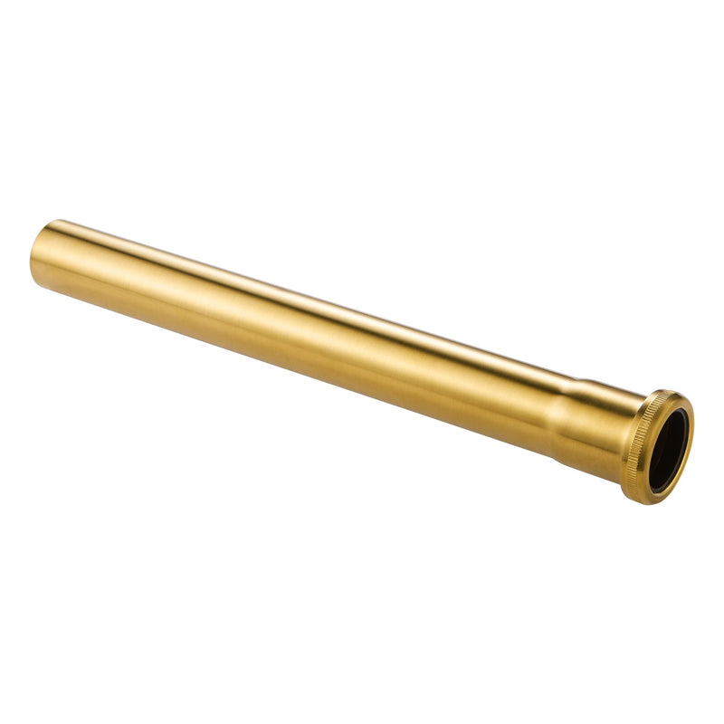 Brass Slip Joint Extension Tube 1-1/4” OD x 12” with Nut and Rubber Washer, P Trap Extension Tube, Sink Drain Tailpiece Tube Extension, Brushed Brass Gold