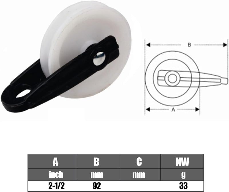 2Pcs Nylon Clothesline Pulley 2 inch Diameter Nylon Pulley Outdoor Puller Rope Wire Rope Pulley Clothes Line Pulley Kit Clotheslines Rope Pulley