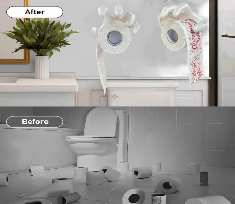Toilet Paper Holder，Toilet Paper Holder Gothic，3D Ghost Hand Toilet Paper HolderEasy Install Halloween-Theme Paper Towel Holder, Funny and Spooky Bathroom Accessory (1PCs White) Fits Standard Size