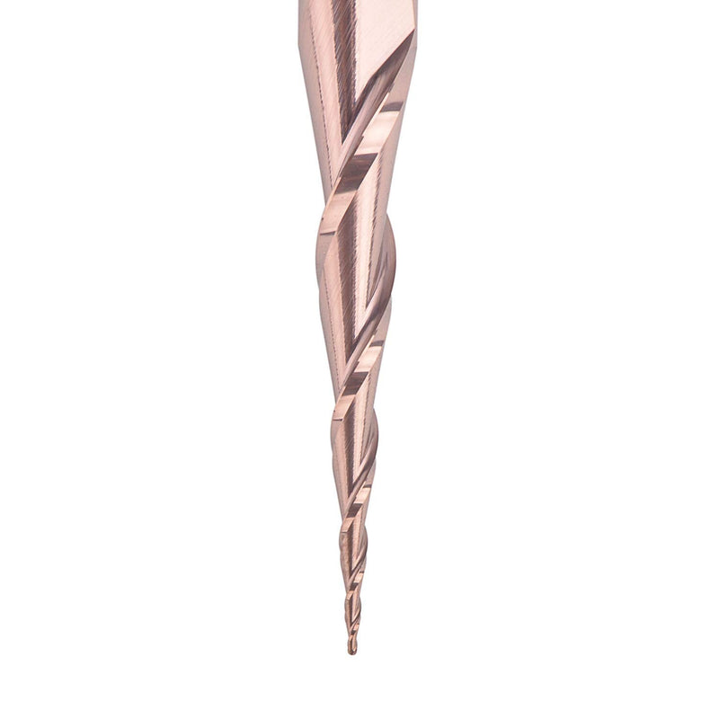 SpeTool 4Pcs Tapered Ball Nose End Mill 1/4" -3" with 0.5mm Tip Diameter (0.25mm Radius) CNC Router Bit 2D and 3D Engrave Carving Woodworking Tool D=0.5MM 4