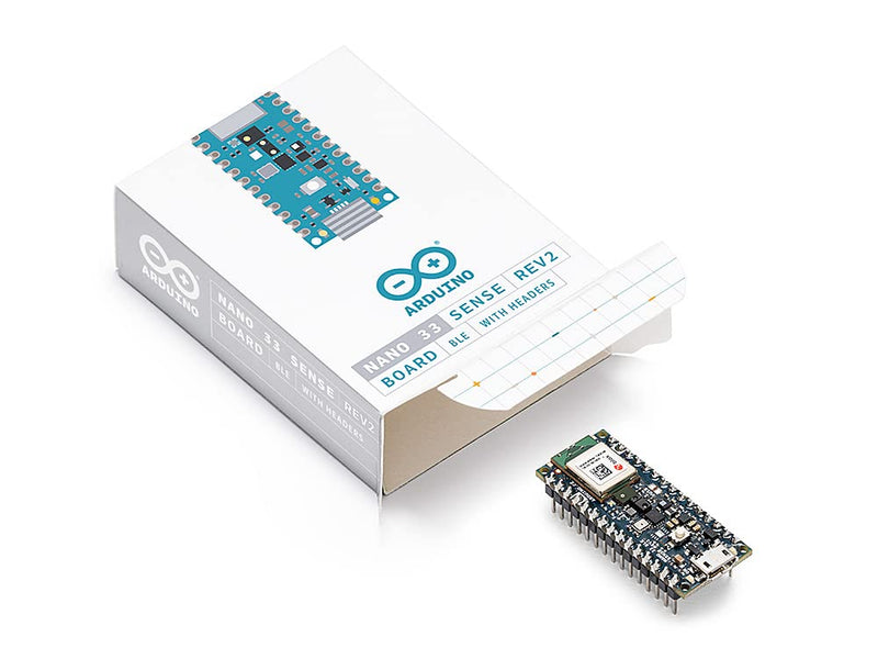 Arduino Nano 33 BLE Sense Rev2 with Headers [ABX00070] - AI Microcontroller with Sensors, Bluetooth, for Wearables, Gesture & Voice Recognition