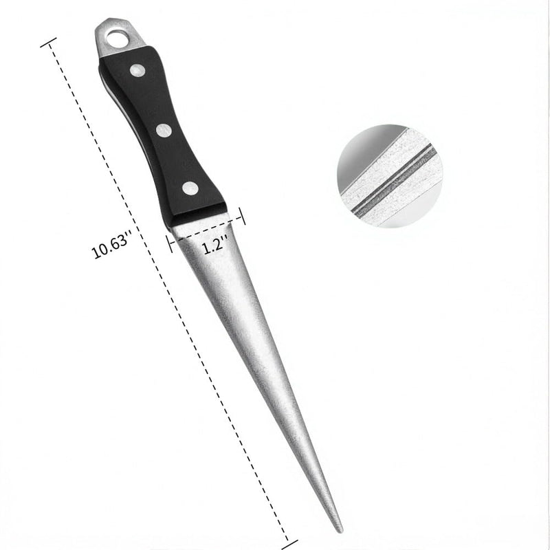 Hoof Knife Sharpening Rod - 10” Professional Honing Steel for Farrier & Farm Knives with Ergonomic Solid Wood Handle & Protective Sheath