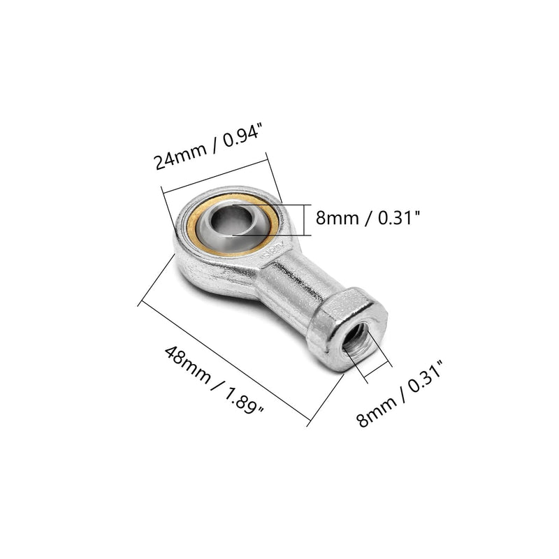 Othmro 2Pcs SI8T/K Rod End Ball Bearings Bearing Steel Self-Lubricating Rod End Joint Bearing 8mm M8 Female Thread Connector Joint Bearing Right Hand Rod End Bearing CNC Equipment with Jam Nut