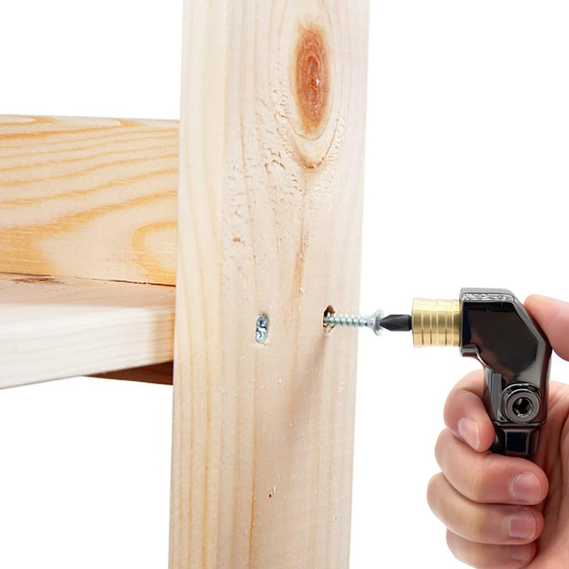 Right Angle Drill Attachment, All Metal Body 90 Degree Drill Adapter with Detachable ABS Handle, Drill Bit Corner Adapter, for Impact Driver, Work in Tight Spaces