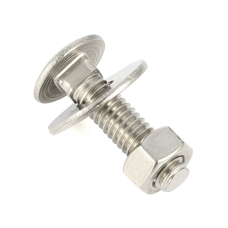 5/16-18 x 1-1/4" Carriage Bolts and Nuts Kit, Round Head Square Neck Screws, Stainless Steel 18-8 (304), 10 Sets 5/16-18 x 1-1/4"