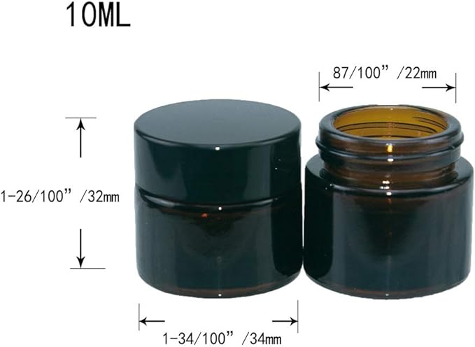 Use 10 amber round glass cans, lining and black lid to store your cosmetics, such as eye shadow, eye cream, emulsion, powder, cosmetic containers, 10 ml - NewNest Australia