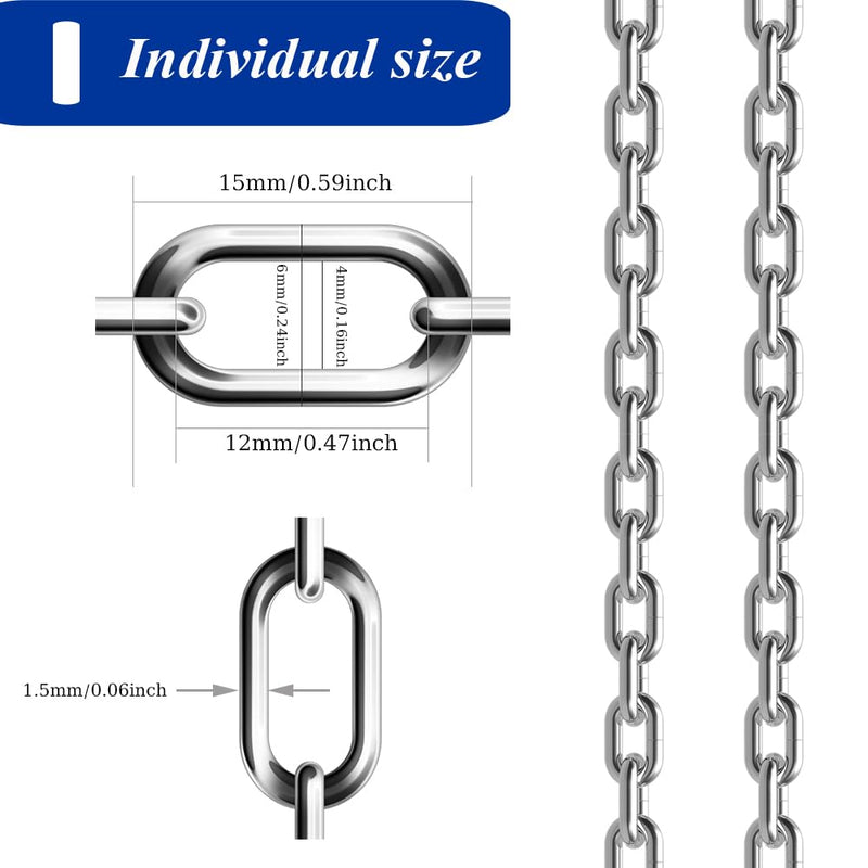 50ft Stainless Steel Chain, 1.5mm Hanging Chain,Jack Chain, Metal Chains are Customizable for Hanging Bird Feeders/Dog Leashes/Signs & DIY Projects(1.5mm with Spool)