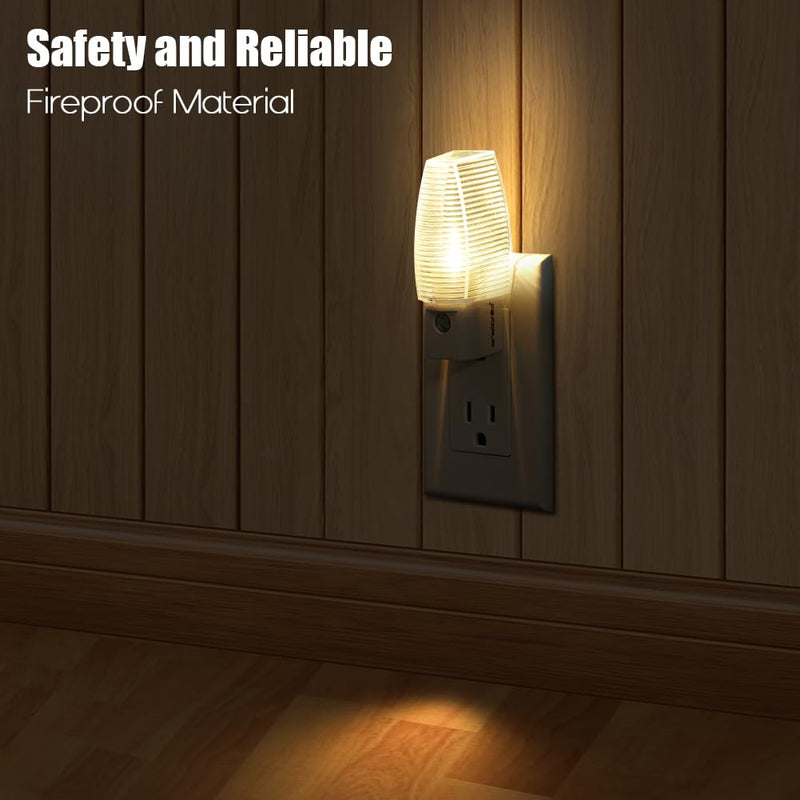 Emotionlite Plug in Night Light, Warm White LED Nightlight, Dusk to Dawn Sensor, Kids, Nursery, Bedroom, Bathroom,Hallway, Stairs, Kitchen, 4 Pack 4 Pack Warm White