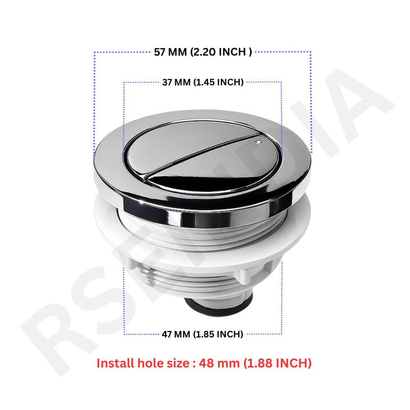 48mm Dual Flush Toilet Tank Button Replacement – Adjustable Push Button for Cistern Lid, Compatible with Glacier Bay, AquaSource, American Standard, Geberit & More, Chrome Finish (2 Pack)
