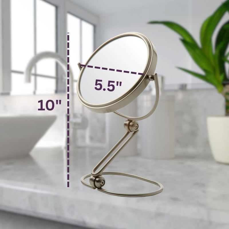 JERDON Compact Magnifying Mirror - Folding 5.5" Travel Mirror with 10X & 1X Magnification - Model MC450N 1"L x 5.8"W