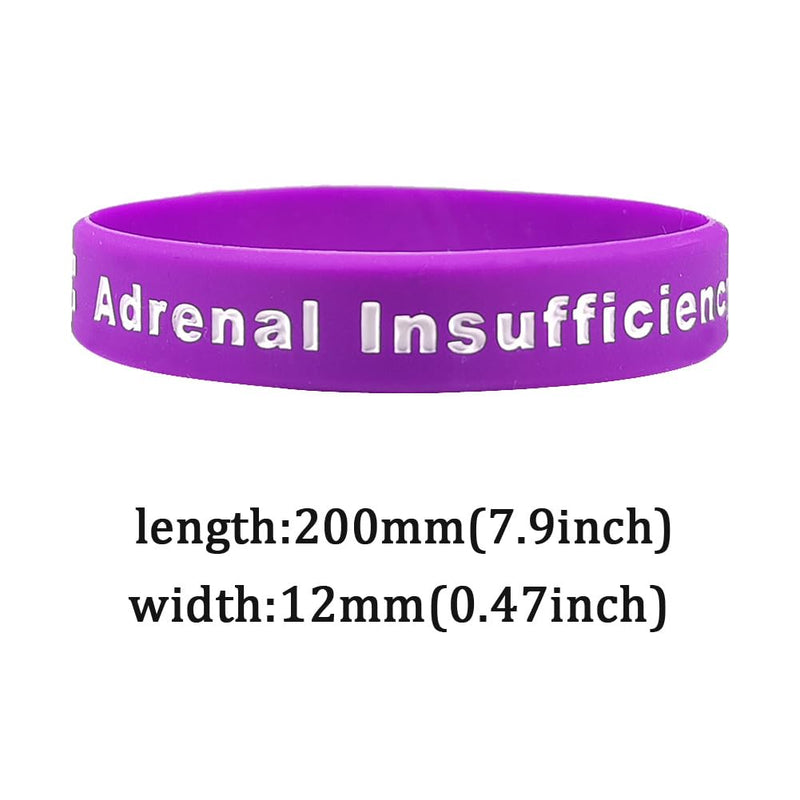 ZKXXJ Adrenal Insufficiency Wrist Band Purple Rubber Medical Id Bracelet Medical Disease ID Bracelets Emergency Identification Jewelry Stretch Wristbands with Medic Wallet Insert Card 6 Packs