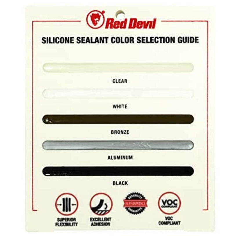 Red Devil 0810 100% Silicone Architectural Grade RTV Sealant, A Water-Resistant Adhesive for Interior and Exterior Use, 2.8 oz. Tube, White, 1-Pack Pack of 1