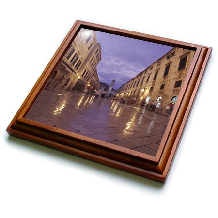 3dRose Stradun Placa), Clock Tower, Dubrovnik. Croatia EU32 BBR0131 Brent Bergherm Trivet with Ceramic Tile, 8 by 8", Brown