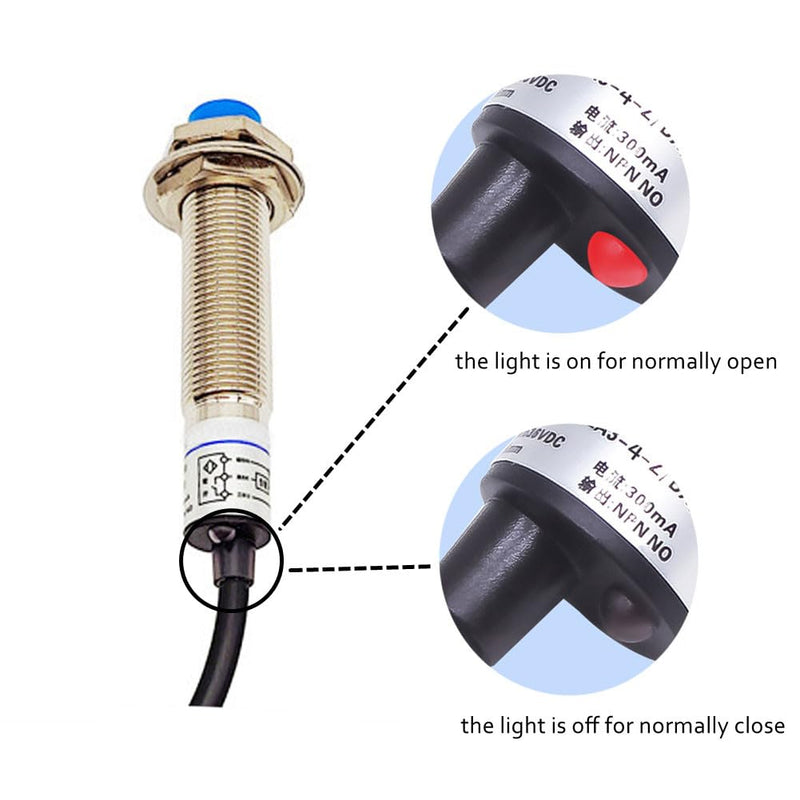 M12 Inductive Proximity Sensor LJ12A3-4-Z/AX Normally Close Detection Approach Switch NPN NC 3 Wire DC 6V-36V with I Type Bracket (2 Pack, NPN NC+I Type)