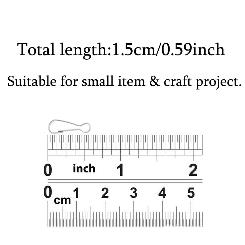 Mini Skater 0.59Inches Mini Metal Spring Hooks, Tiny Stainless Steel Lanyards Snap Clip Hooks, Keyring Accessory for Purse,Curtains,Jewelry Ring Craft and ID Card Key Chain Clip Parts(100Pcs)