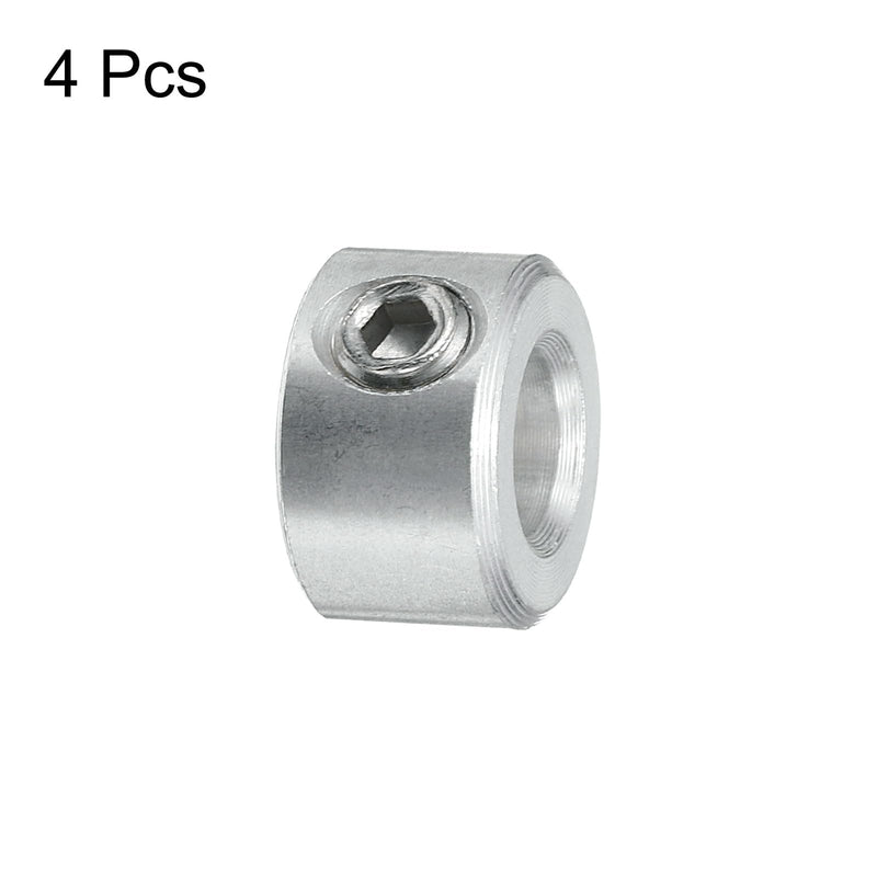 uxcell 4pcs Set Screw Collars 1/4" Bore, Aluminum Shaft Collars, 1/2" OD and 5/16" Thickness, Set Screw Clamp Collar, Stop Collar for Linear Rod Shaft Guide