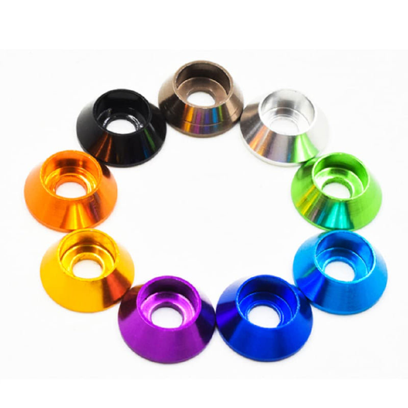 50pcs M5 Cone Cup Washers Anodized Aluminum Alloy Screw Gasket Countersunk Washers (Green) Green