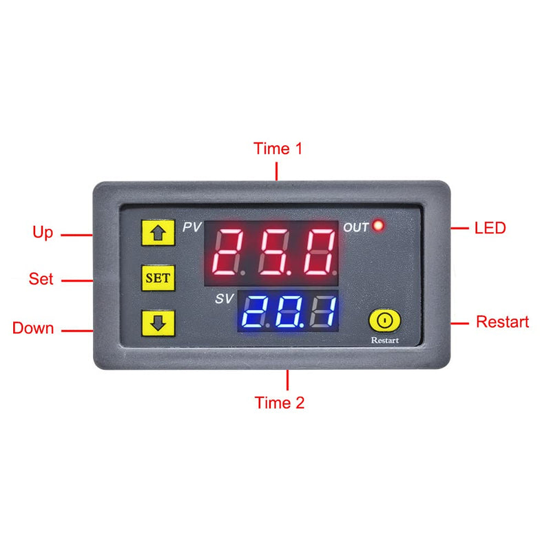 Programmable Cycle Timer Switch Timer Delay Relay LED Digital Display Timing Module (1Piece, DC12V) Small 12