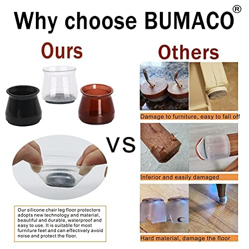 BUMACO 40Pcs Chair Leg Floor Protectors Chair Leg Protectors for Hardwood Floors Silicone Pads Covers to Protect Floors (Universal L Clear Fit 1.3"-2") Universal L(1.3"-2") Clear-40 Pcs