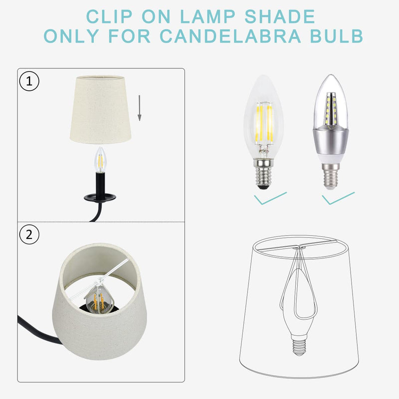 LAMPWELL VALO Clip-on Chandelier Fabric Lamp Shades,Set of 6,Small Barrel,5.2"×4"×H5.2",Linen, Handmade,Traditional Decorative,ONLY FOR CANDLE BULB,Beige Beige